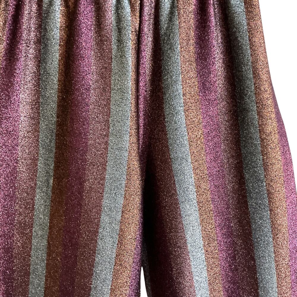 ASOS Metallic Stripe Wide Leg Pants Womens 6 Y2K Disco Glitter‎ Culotte Festival - Picture 6 of 13